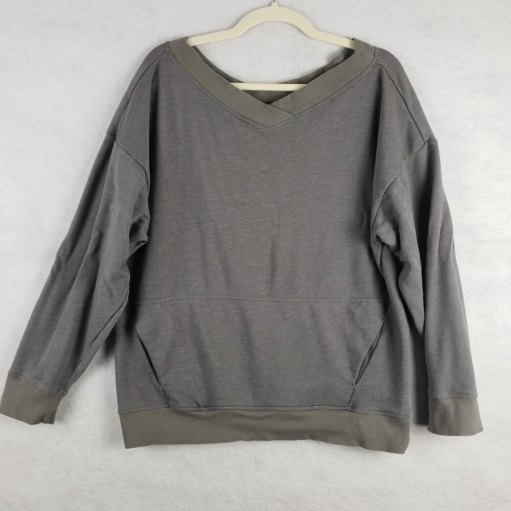 Fabletics Gray V-Neck Sweatshirt